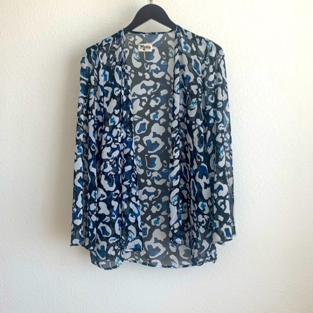 Blue printed Mumu sheer cardigan in size XS